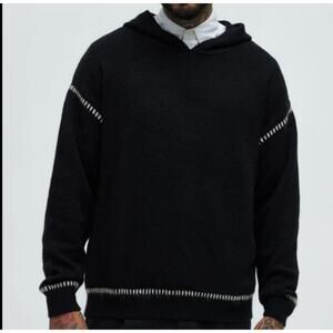 Fashion Nova Boylston Sweater Hoodie Black White NEW Size XXL Long Sleeve